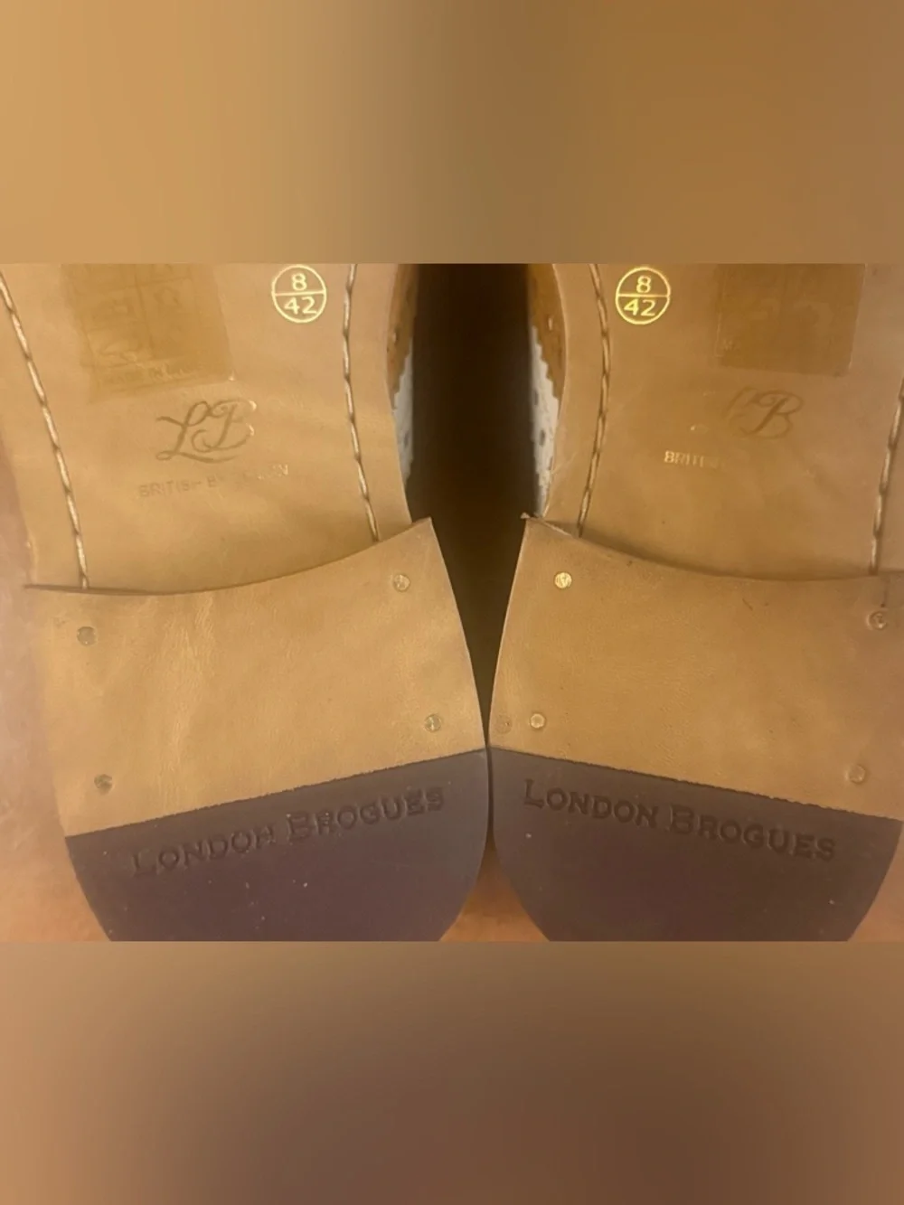 London Brogues Gatsby Tan White Wingtip Oxford Shoes Mens 8 EU 42